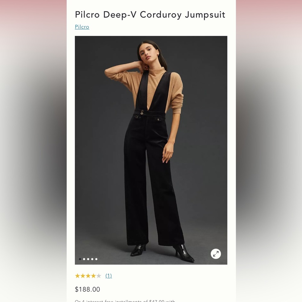 Pilcro Deep-V Corduroy Jumpsuit